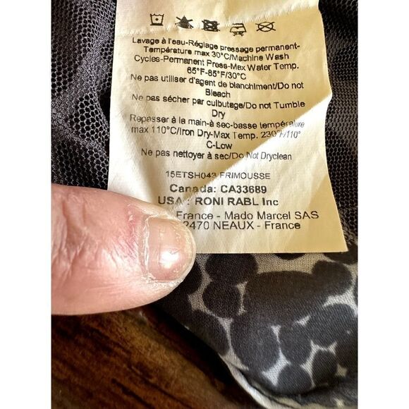 MADO ET LES AUTRES Women's Polka Dot Crew Neck Blouse Black White Size 46 - Picture 13 of 13